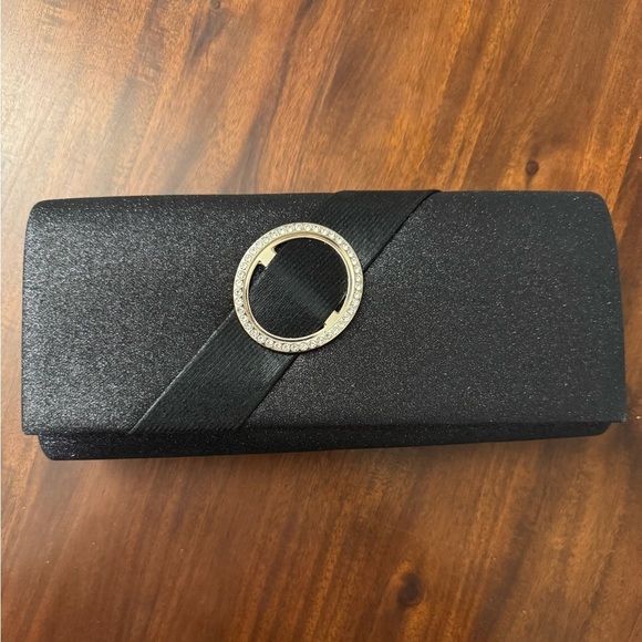 Handbags - Elegant Black Clutch with Gold Accent